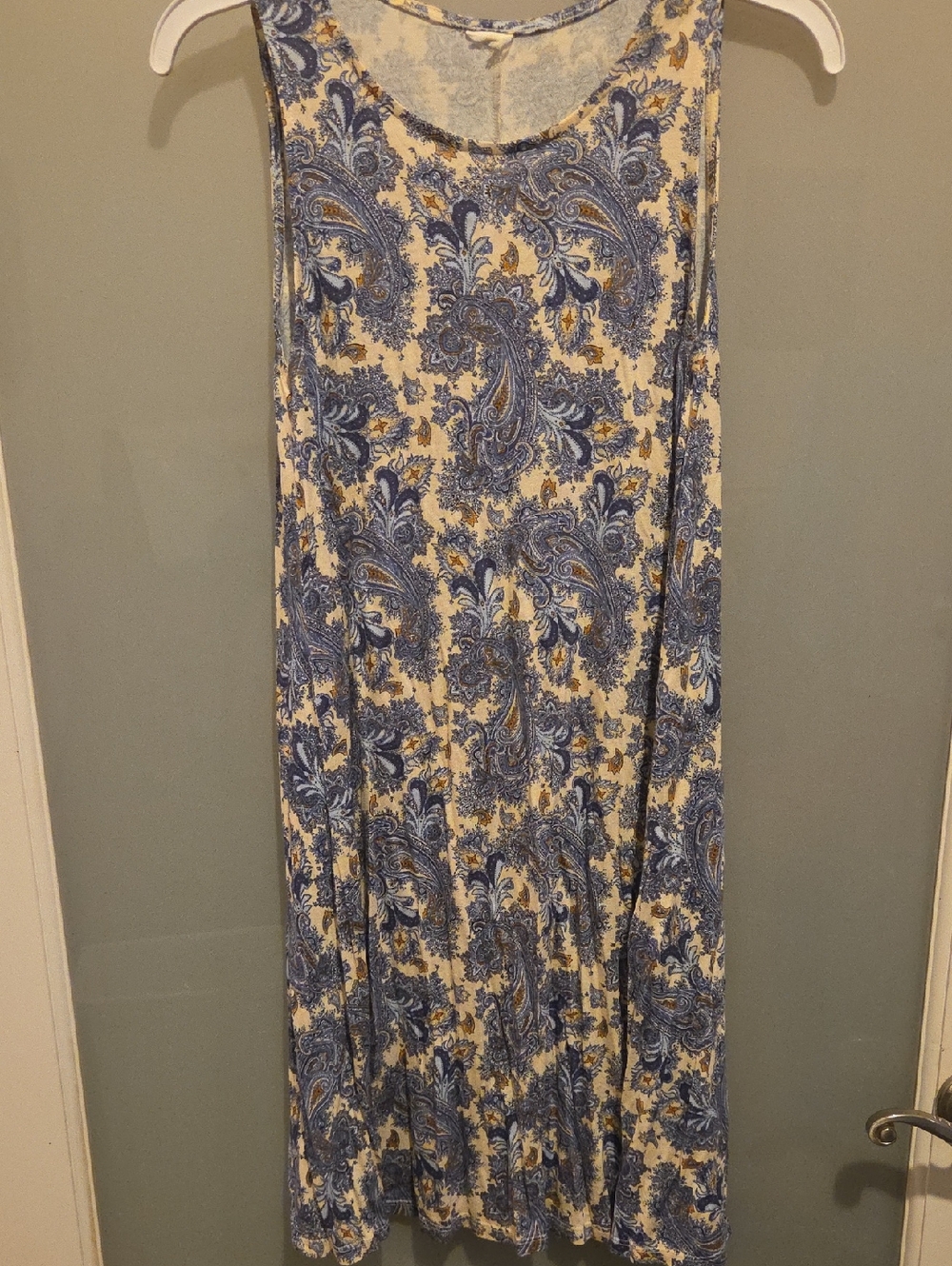 Mixed Print Sundress Trio - Blue Paisley, Olive, Geometric Ruffle - Picture 2 of 10